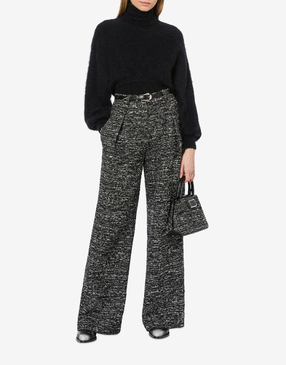 Alberta Ferretti Pantalone oversize in tweed bottonato Consegna Veloce