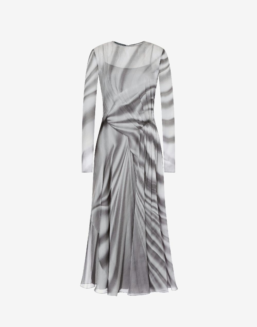 Alberta Ferretti Abito longuette in chiffon con stampa Drappeggio Shopping Online