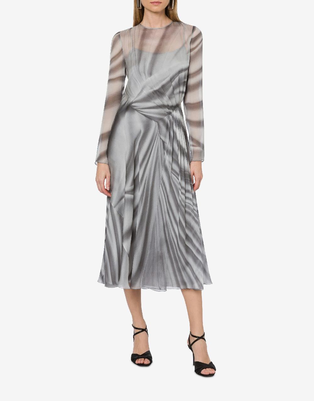 Alberta Ferretti Abito longuette in chiffon con stampa Drappeggio Shopping Online