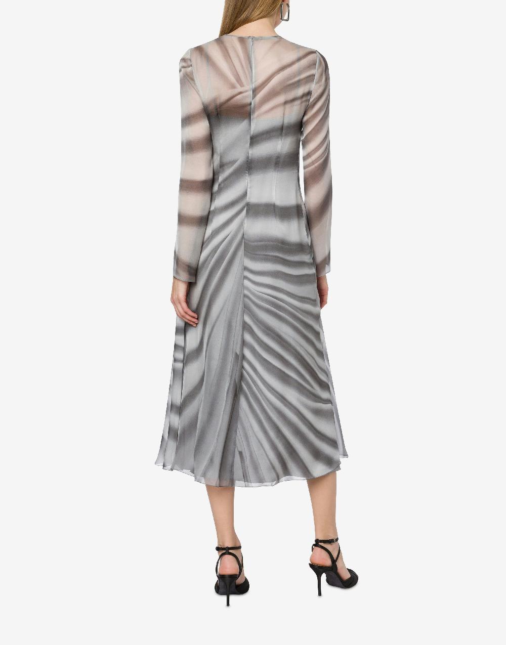 Alberta Ferretti Abito longuette in chiffon con stampa Drappeggio Shopping Online