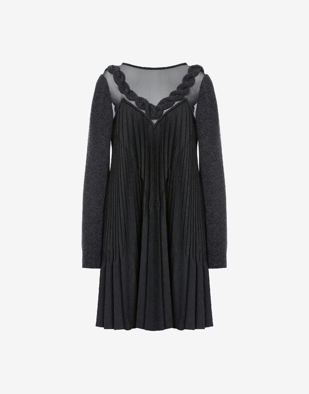 Alberta Ferretti Abito corto in twill di lana stretch con treccia Affare Del Giorno