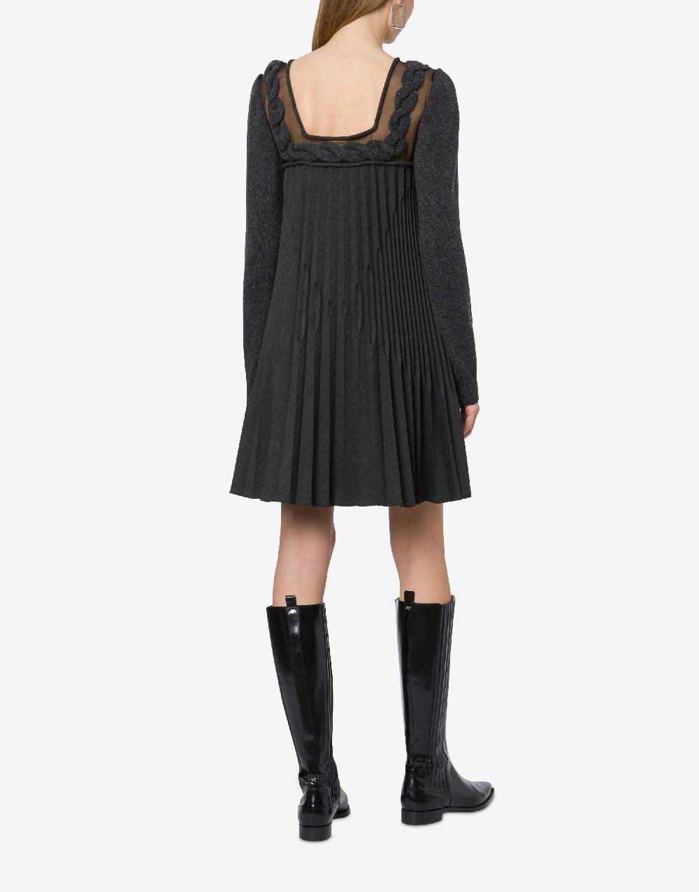Alberta Ferretti Abito corto in twill di lana stretch con treccia Affare Del Giorno