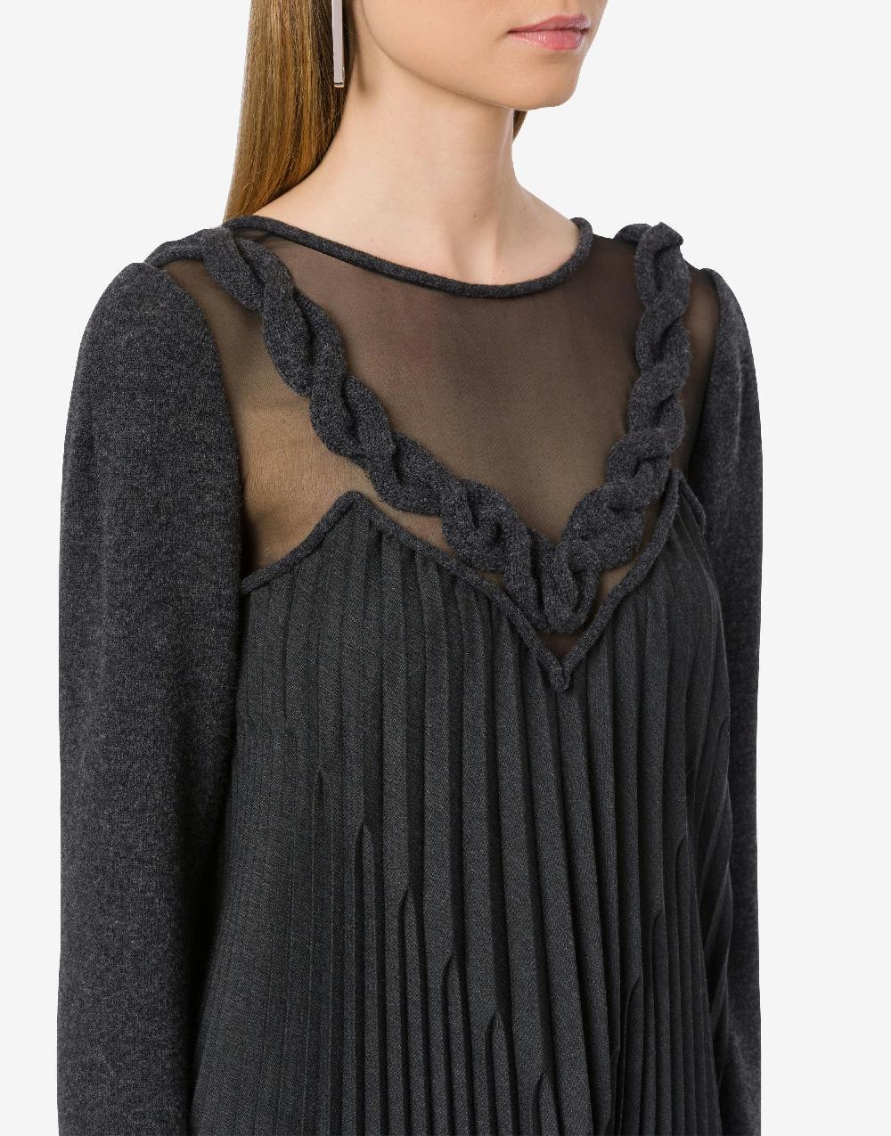 Alberta Ferretti Abito corto in twill di lana stretch con treccia Affare Del Giorno