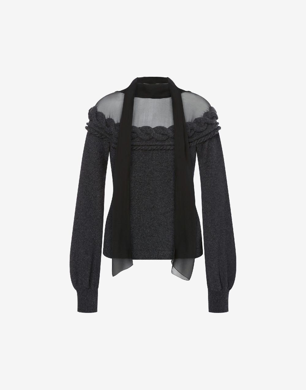 Alberta Ferretti Maglia in lana cashmere e chiffon Prezzo Ridotto
