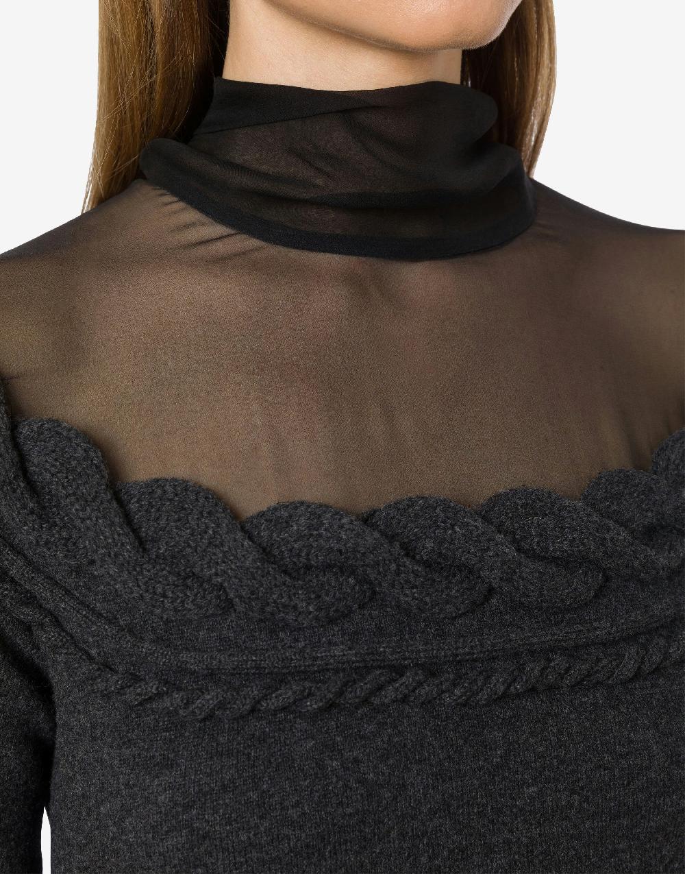 Alberta Ferretti Maglia in lana cashmere e chiffon Prezzo Ridotto