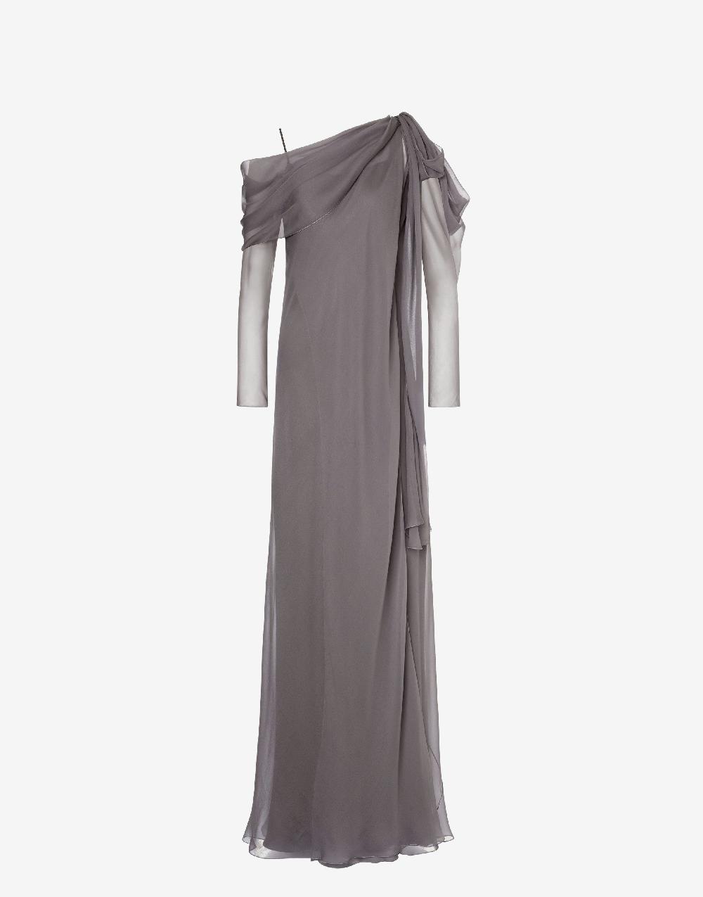 Alberta Ferretti Abito lungo in chiffon con drappeggi Convenienza