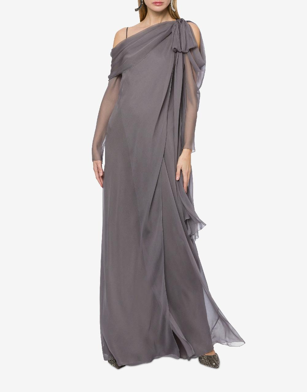 Alberta Ferretti Abito lungo in chiffon con drappeggi Convenienza