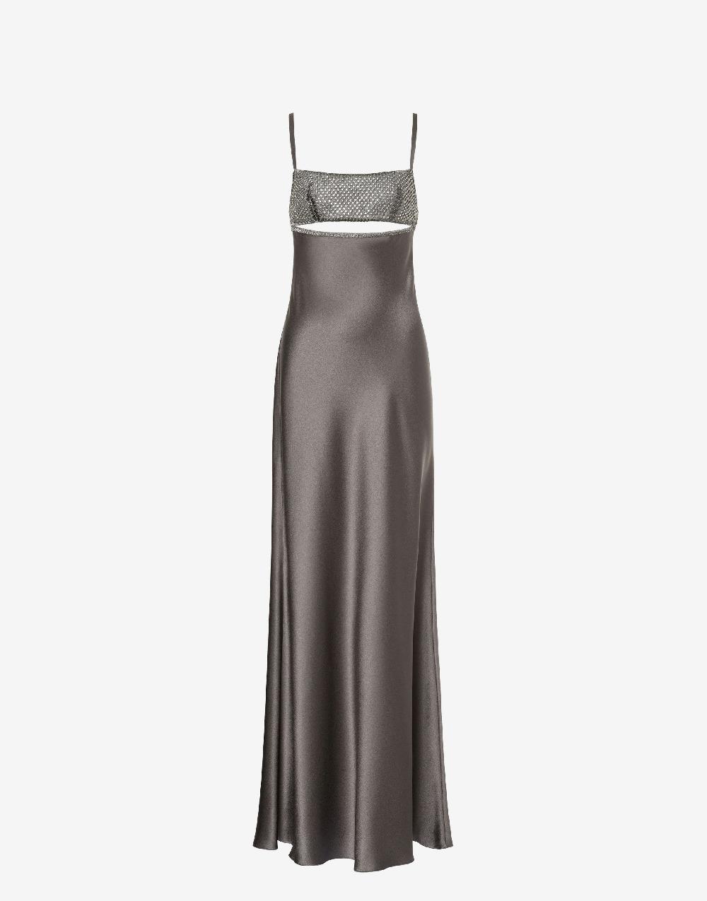 Alberta Ferretti Abito in raso con cut-out e ricamo Presa