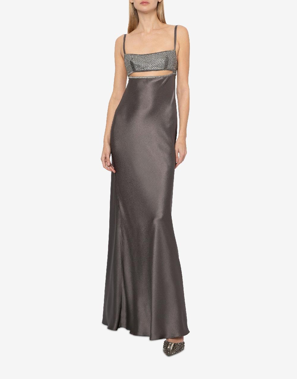Alberta Ferretti Abito in raso con cut-out e ricamo Presa