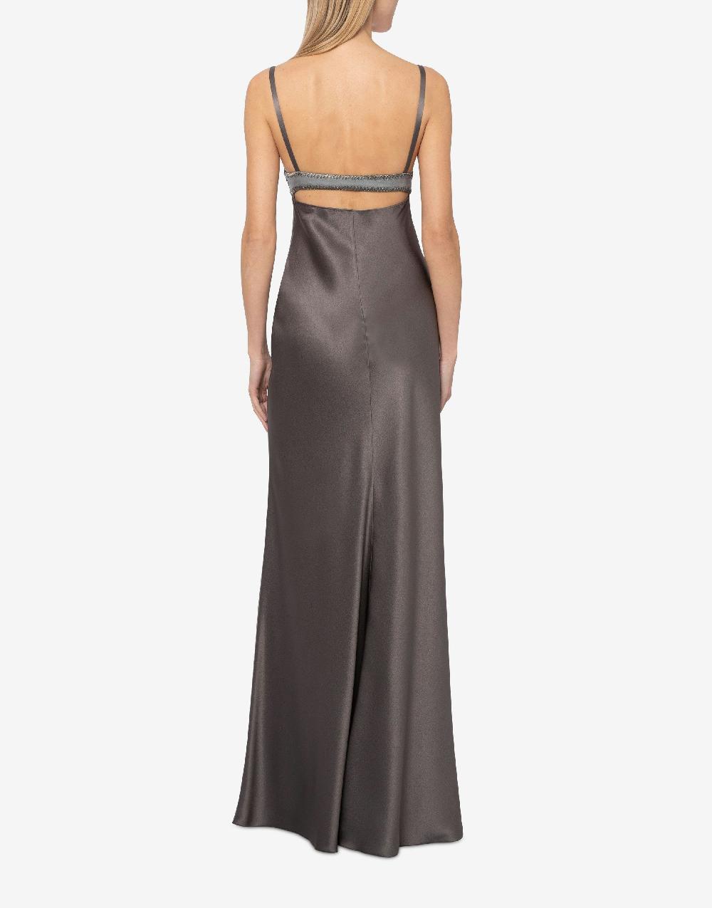 Alberta Ferretti Abito in raso con cut-out e ricamo Presa
