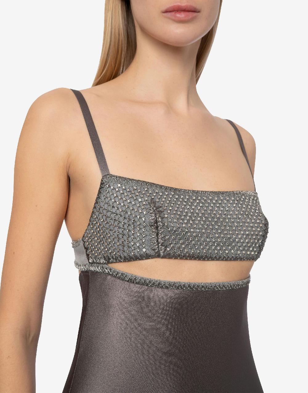 Alberta Ferretti Abito in raso con cut-out e ricamo Presa