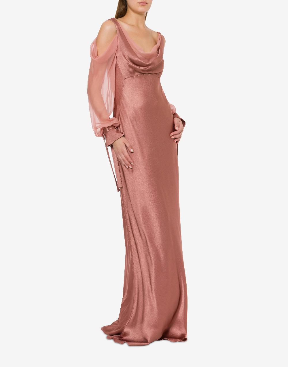 Alberta Ferretti Abito in raso con maniche in chiffon Saldi