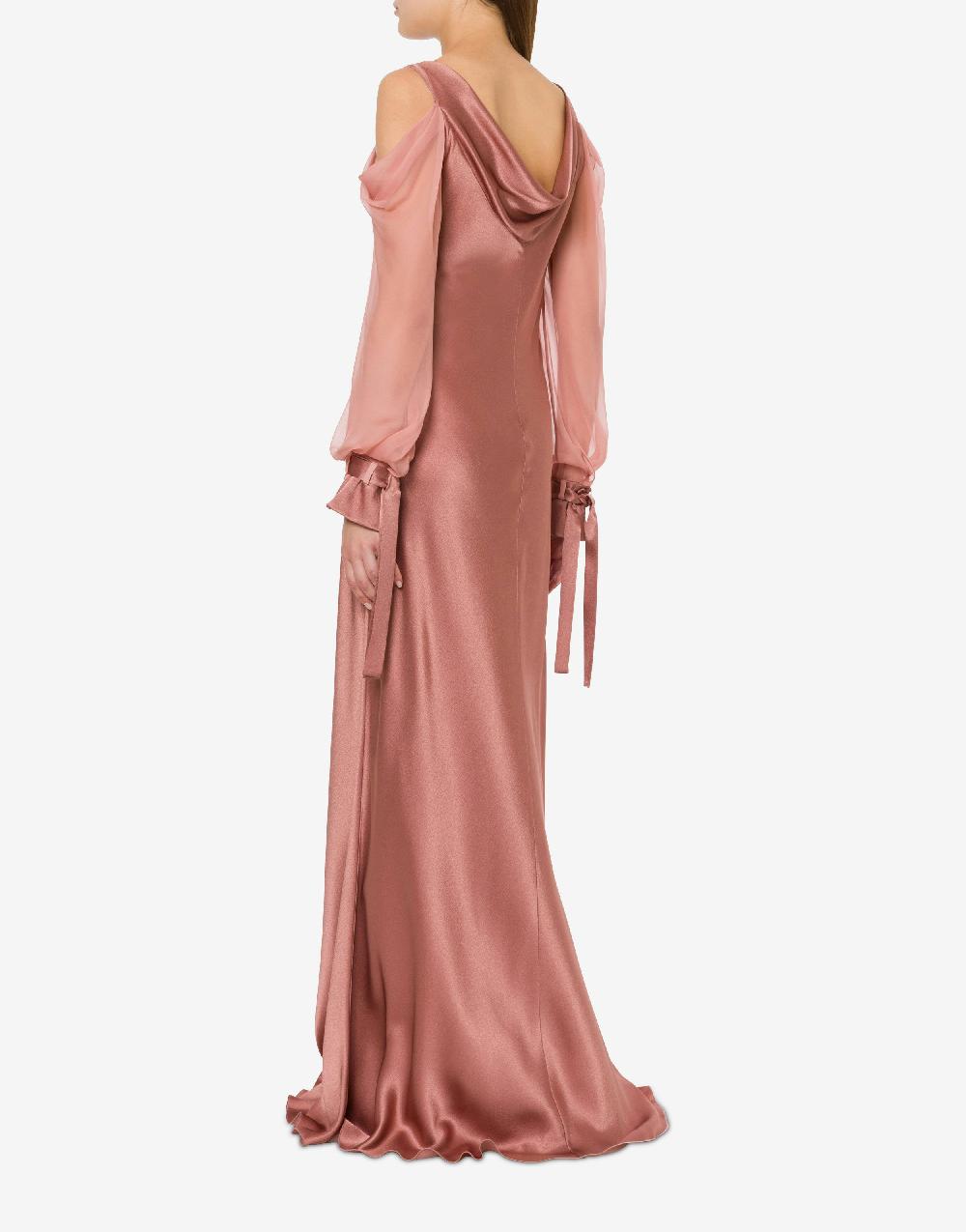 Alberta Ferretti Abito in raso con maniche in chiffon Saldi
