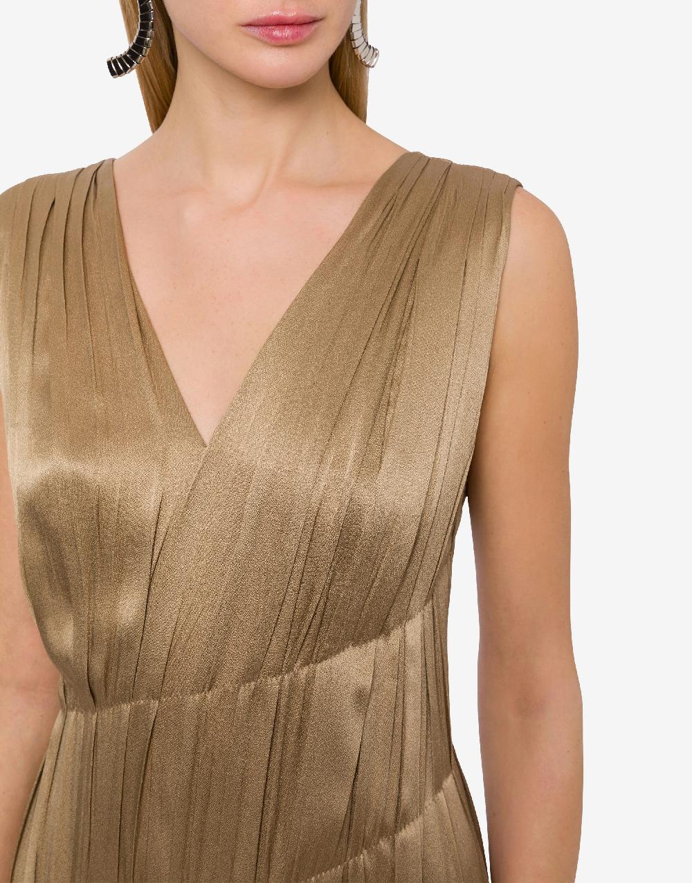 Alberta Ferretti Abito lungo in raso con plissé Vendita Calda