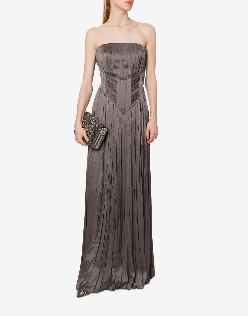 Alberta Ferretti Abito bustier in raso plissé Vendite Flash