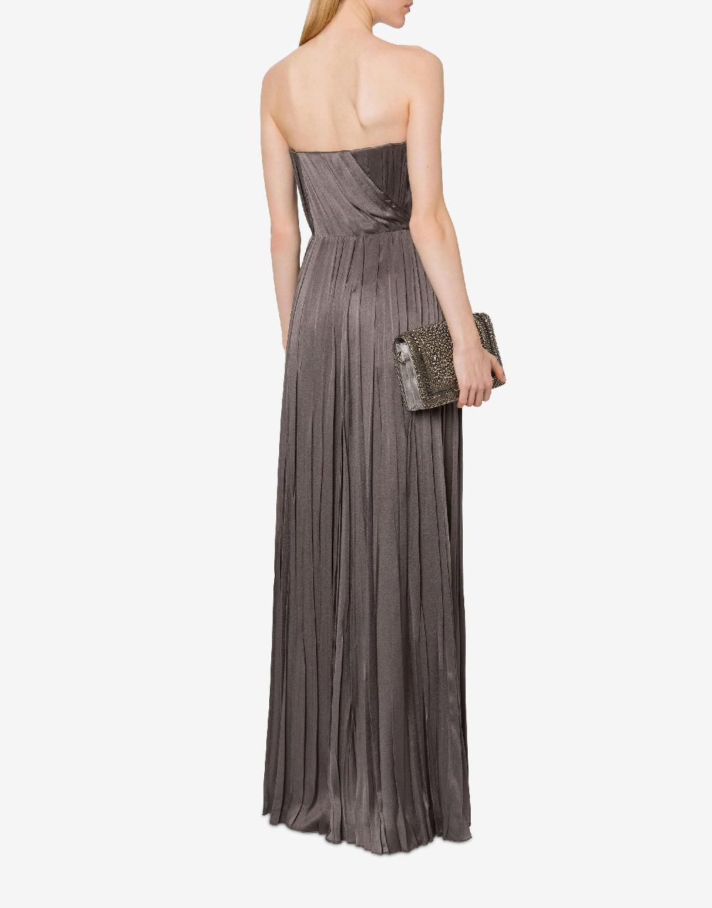 Alberta Ferretti Abito bustier in raso plissé Vendite Flash