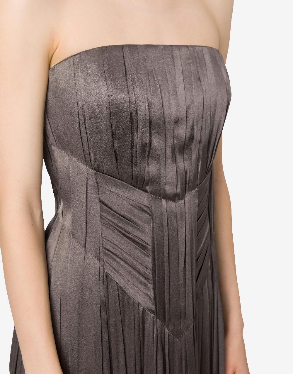 Alberta Ferretti Abito bustier in raso plissé Vendite Flash