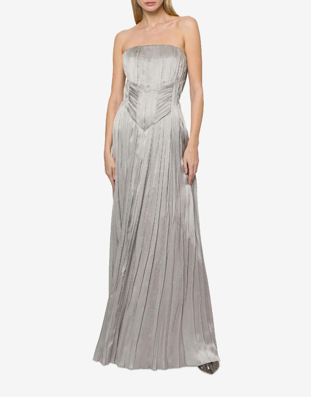 Alberta Ferretti Abito bustier in raso plissé Negozio