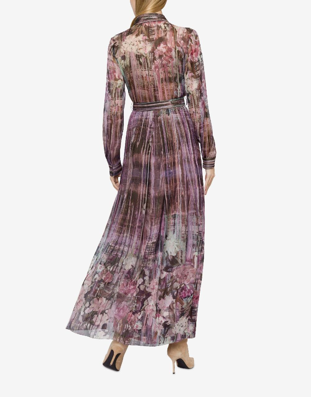 Alberta Ferretti Abito in chiffon con stampa Dripping Roses In Saldo