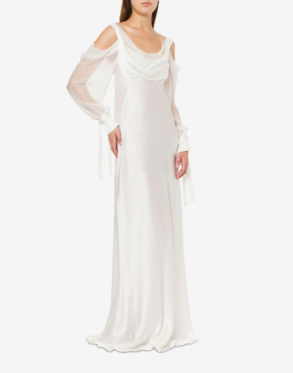 Alberta Ferretti Abito in raso con maniche in chiffon Italy