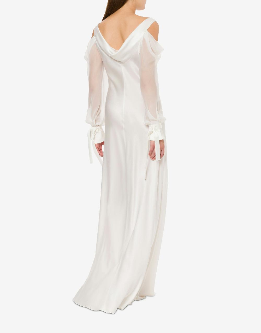 Alberta Ferretti Abito in raso con maniche in chiffon Italy