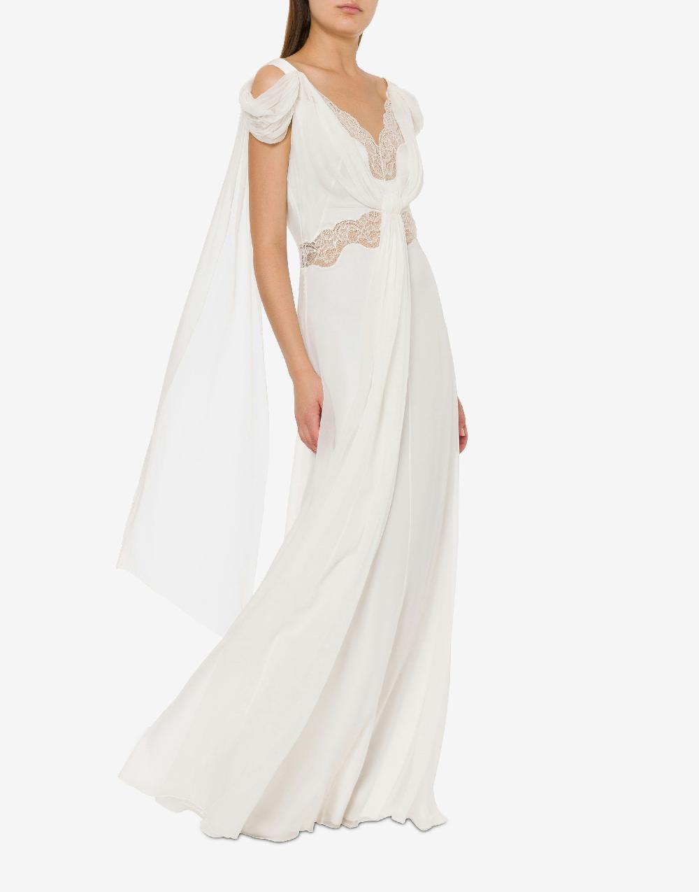 Alberta Ferretti Abito in chiffon con pizzo e drappi Italia