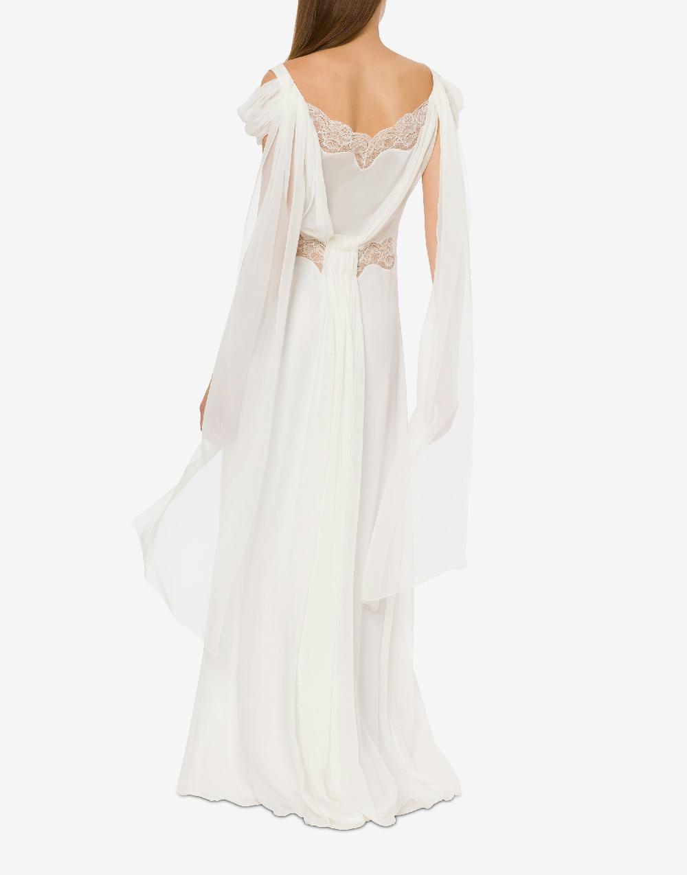 Alberta Ferretti Abito in chiffon con pizzo e drappi Italia