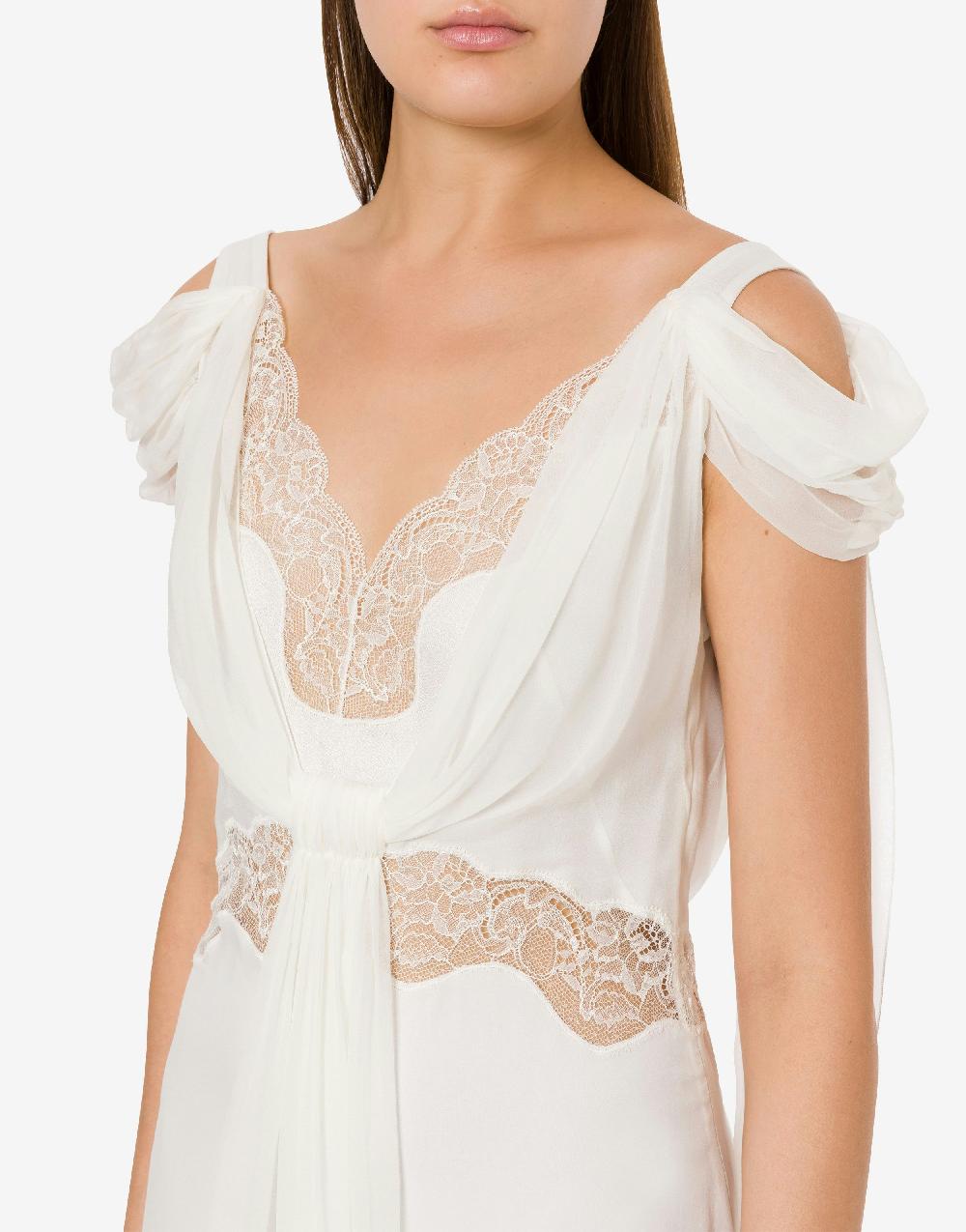 Alberta Ferretti Abito in chiffon con pizzo e drappi Italia