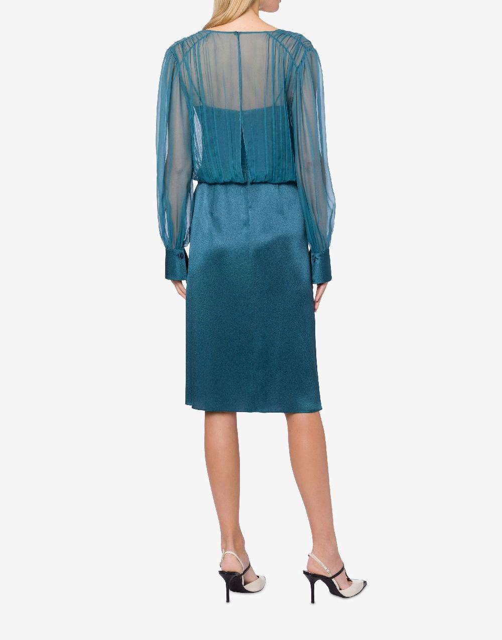 Alberta Ferretti Abito midi in raso e chiffon In Linea