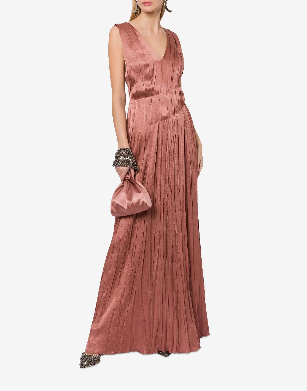 Alberta Ferretti Abito lungo in raso con plissé Vendita