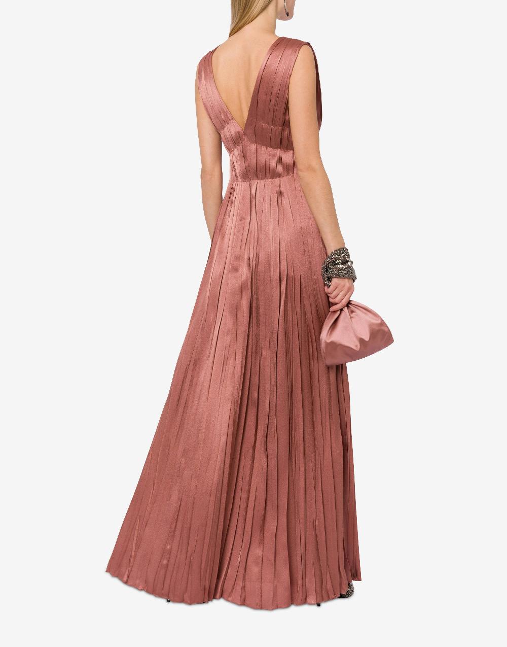Alberta Ferretti Abito lungo in raso con plissé Vendita