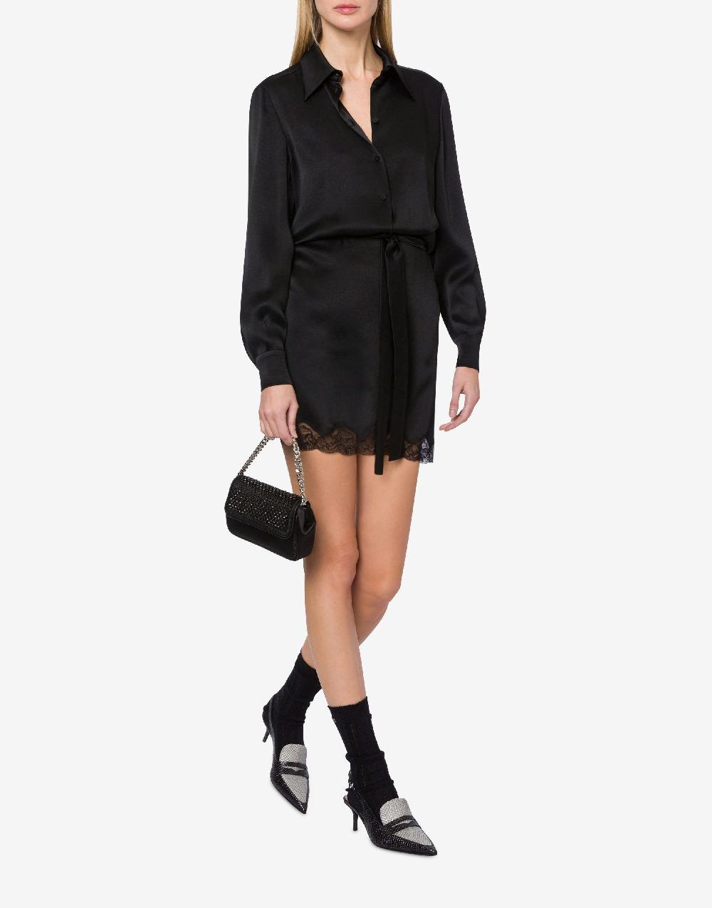 Alberta Ferretti Abito corto in raso con pizzo Fornitura limitata