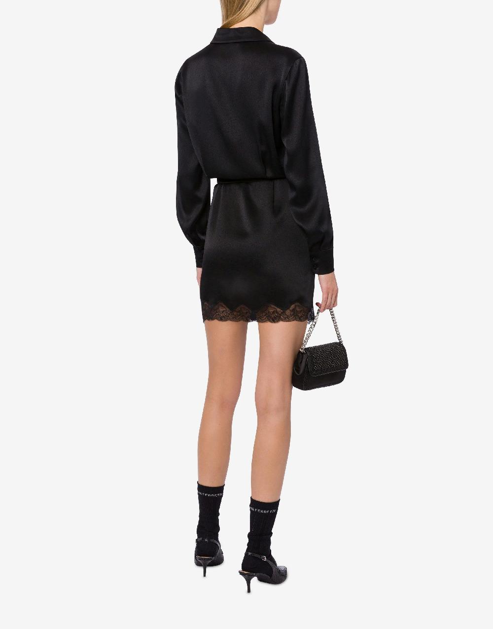 Alberta Ferretti Abito corto in raso con pizzo Fornitura limitata