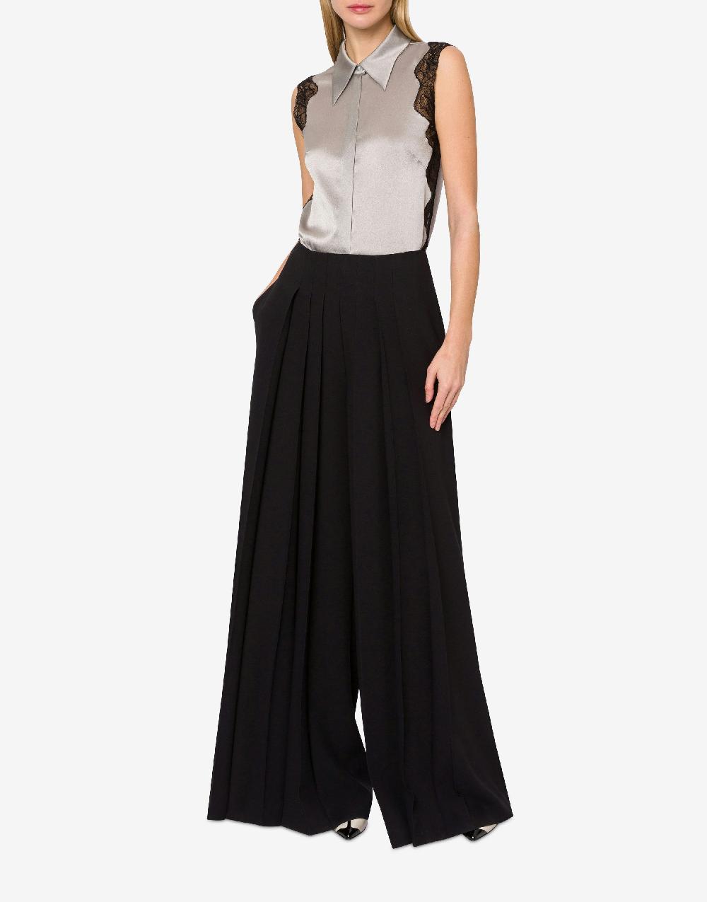 Alberta Ferretti Top camicia in raso con pizzo In Vendita