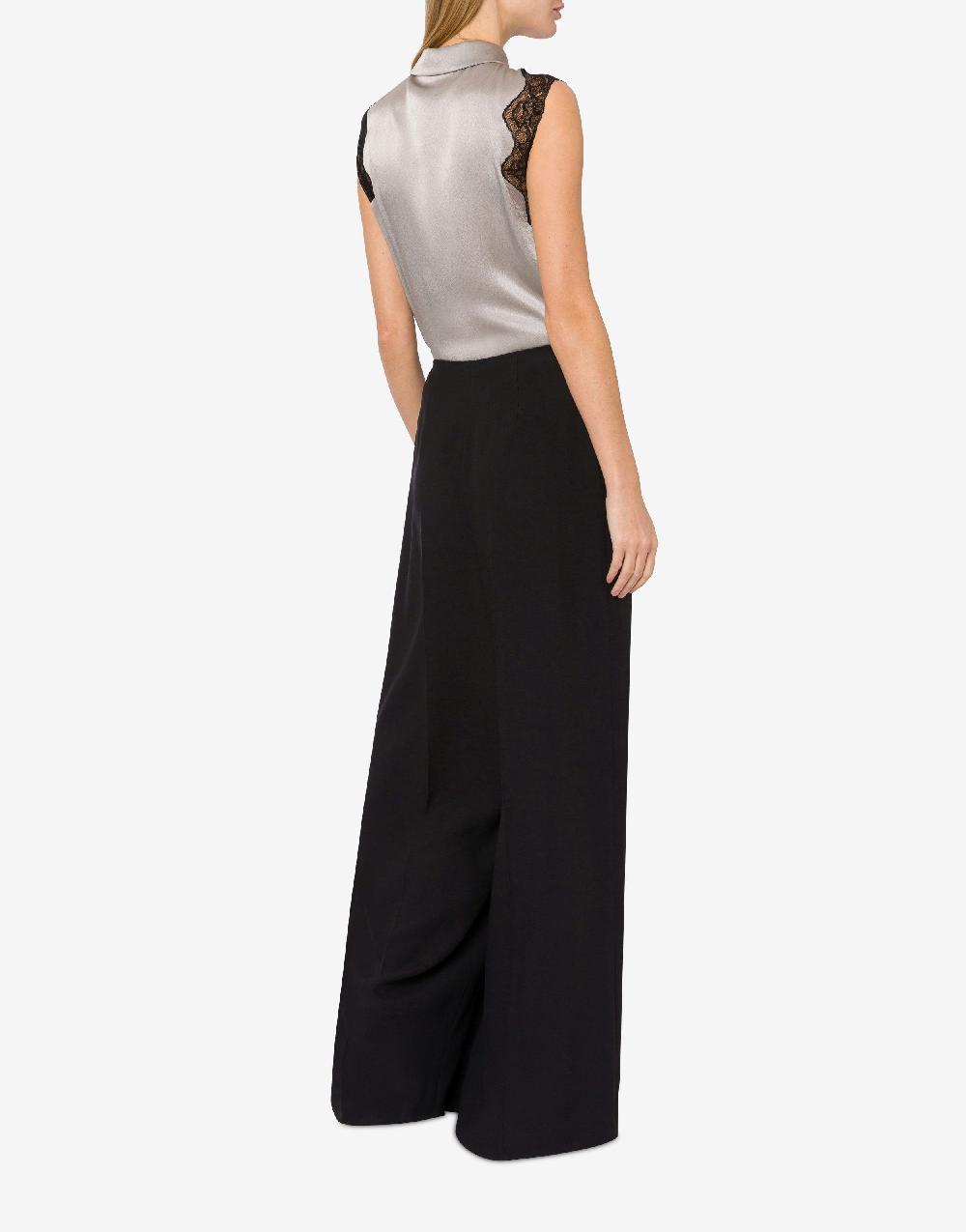 Alberta Ferretti Top camicia in raso con pizzo In Vendita