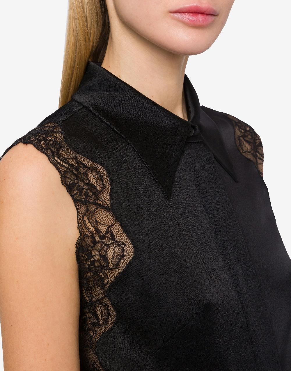 Alberta Ferretti Top camicia in raso con pizzo Saldi