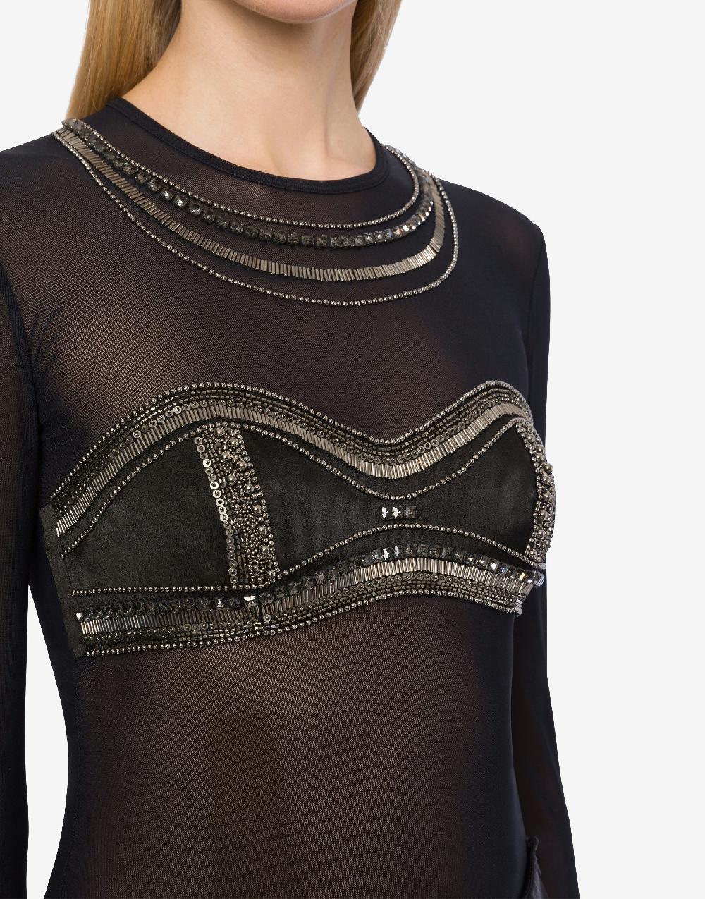 Alberta Ferretti T-shirt in tulle con ricamo Vendite Flash