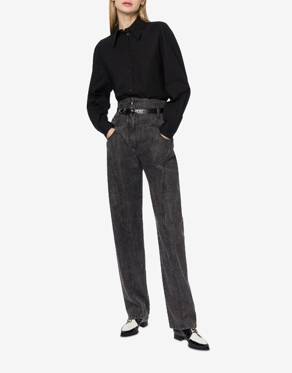 Alberta Ferretti Pantalone in denim marmorizzato In Linea