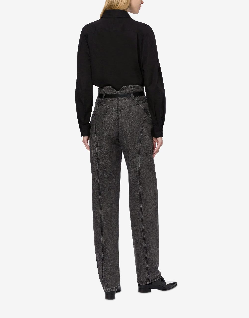 Alberta Ferretti Pantalone in denim marmorizzato In Linea