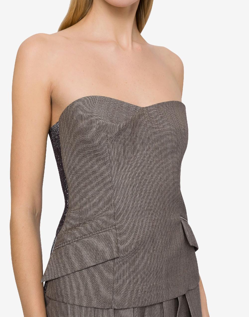 Alberta Ferretti Top bustier in tweed di lana Nuovo