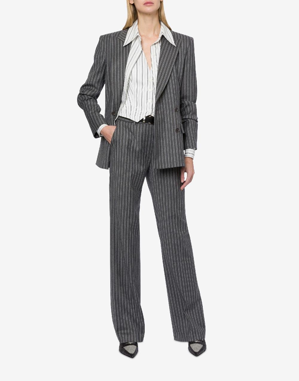 Alberta Ferretti Giacca doppiopetto in flanella rigata stretch Soddisfazione Garantita