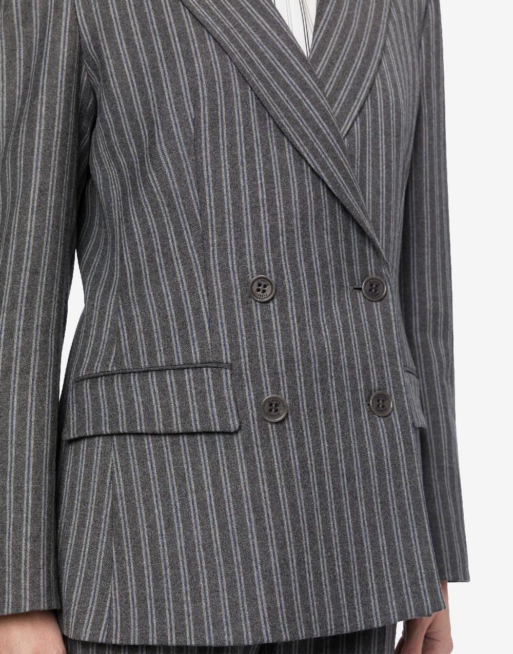 Alberta Ferretti Giacca doppiopetto in flanella rigata stretch Soddisfazione Garantita