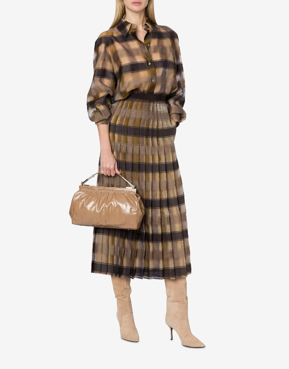 Alberta Ferretti Camicia oversize in organza check lana seta Promozione Limitata