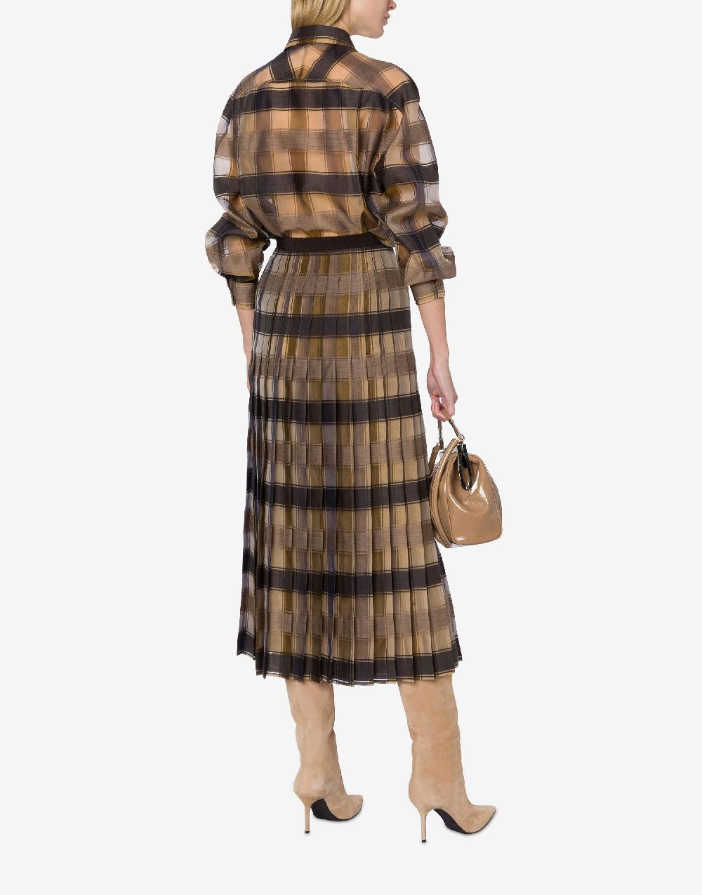 Alberta Ferretti Camicia oversize in organza check lana seta Promozione Limitata