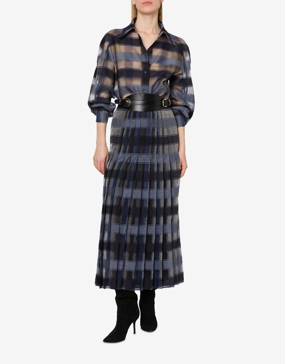 Alberta Ferretti Camicia oversize in organza check lana seta Prezzo Ridotto