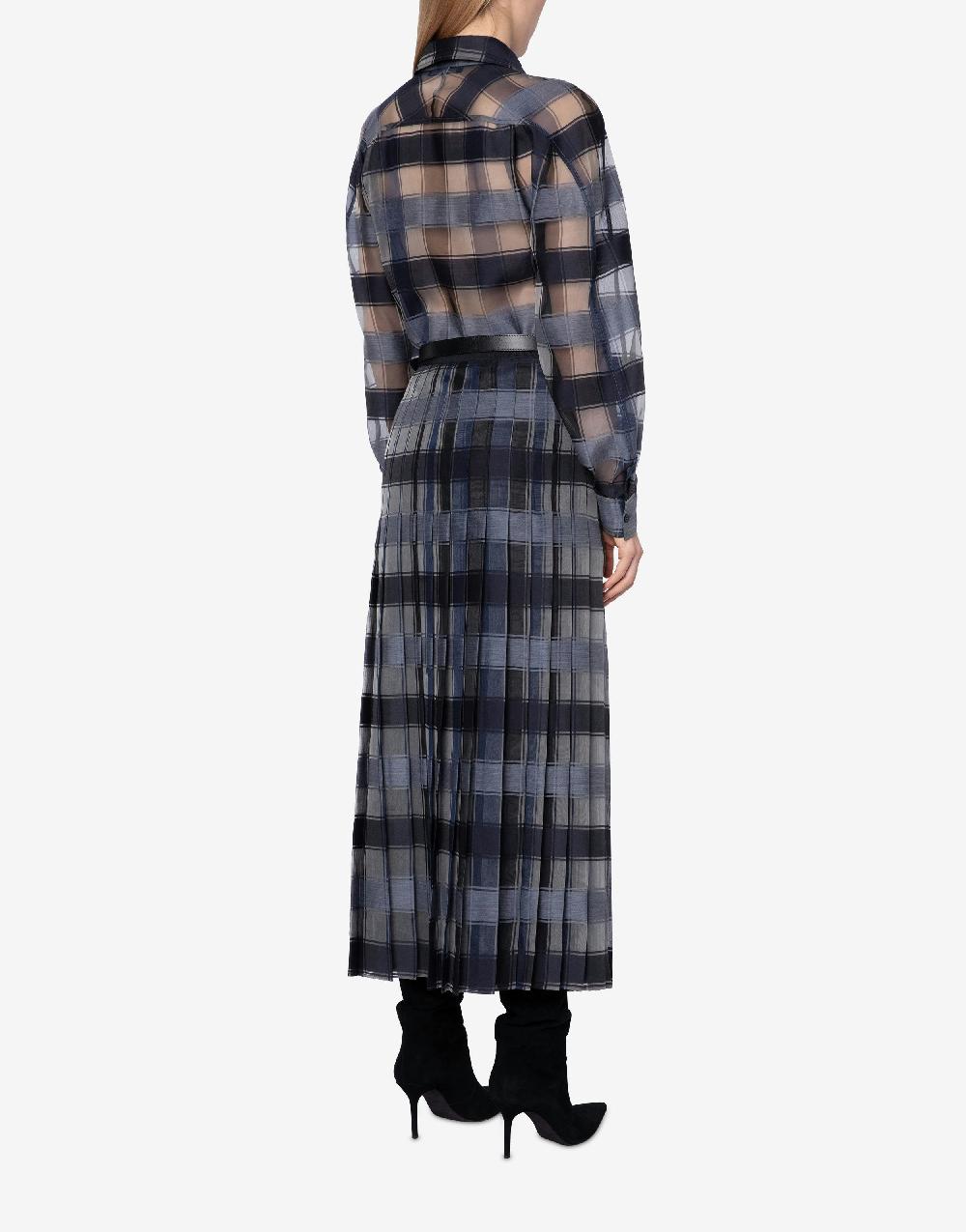 Alberta Ferretti Camicia oversize in organza check lana seta Prezzo Ridotto