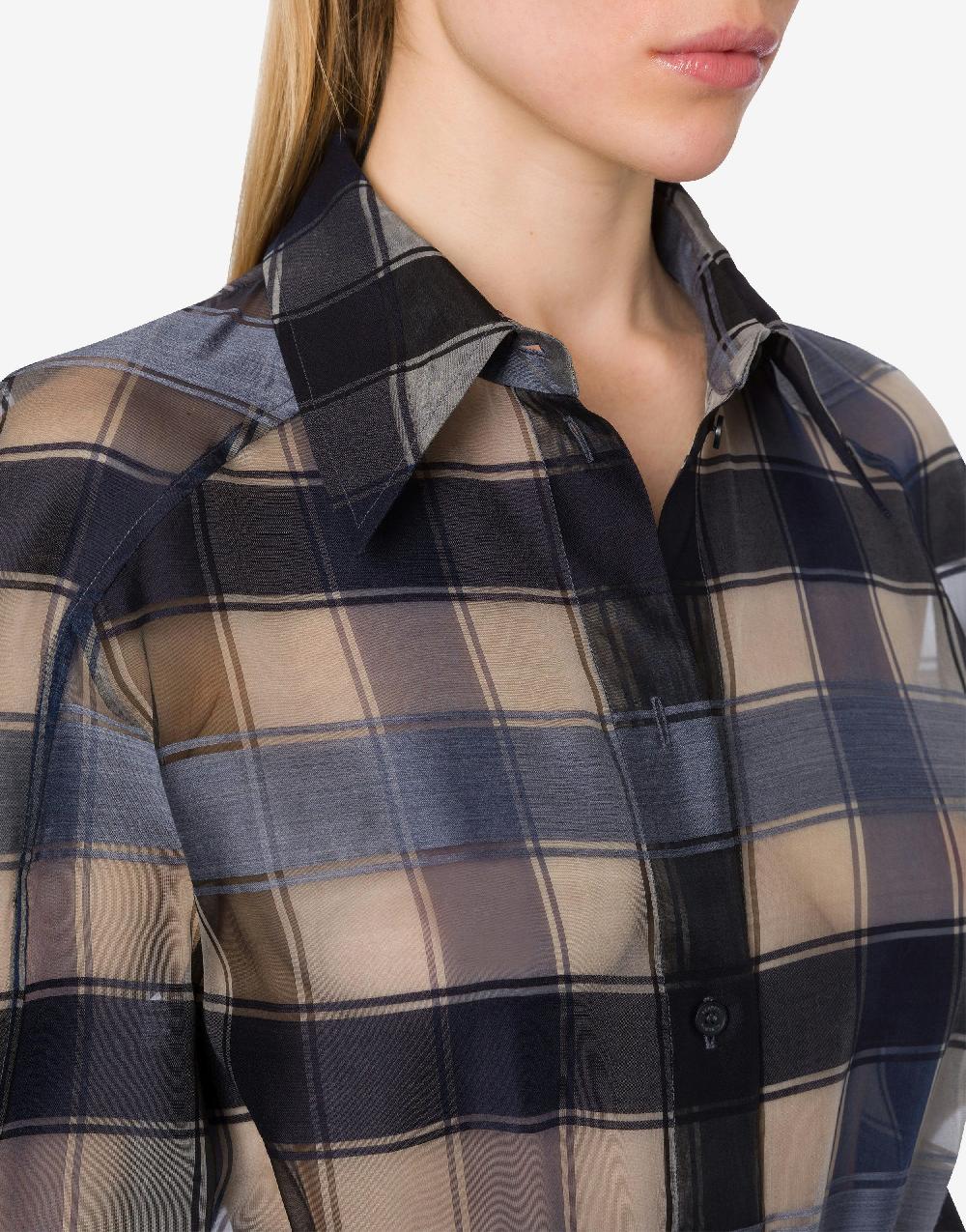 Alberta Ferretti Camicia oversize in organza check lana seta Prezzo Ridotto