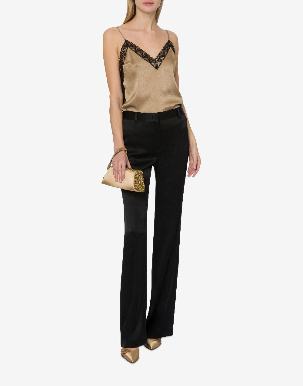 Alberta Ferretti Top in raso con pizzo Economico