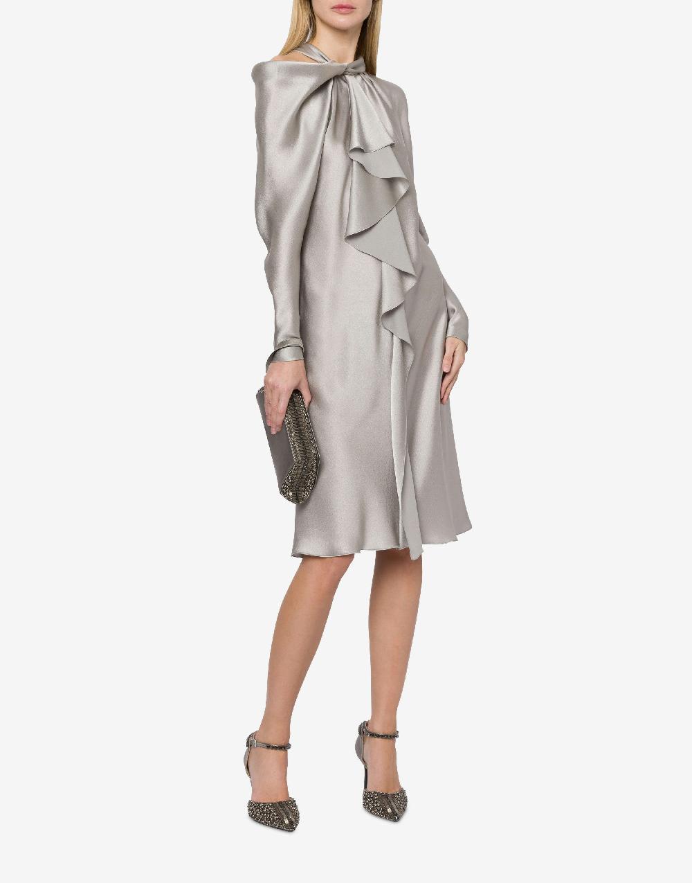 Alberta Ferretti Abito midi in raso con ruche Outlet