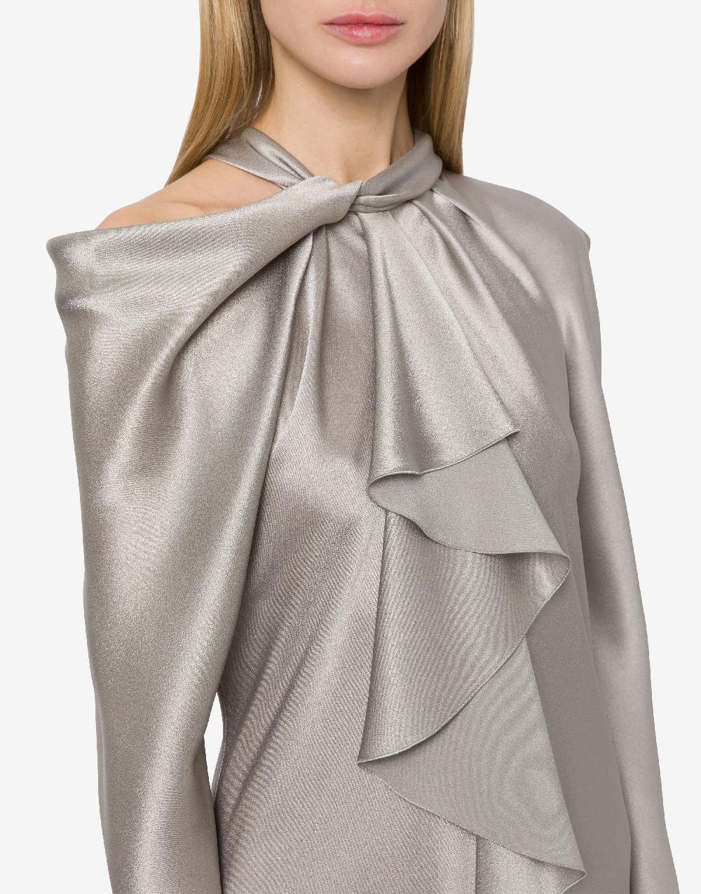 Alberta Ferretti Abito midi in raso con ruche Outlet
